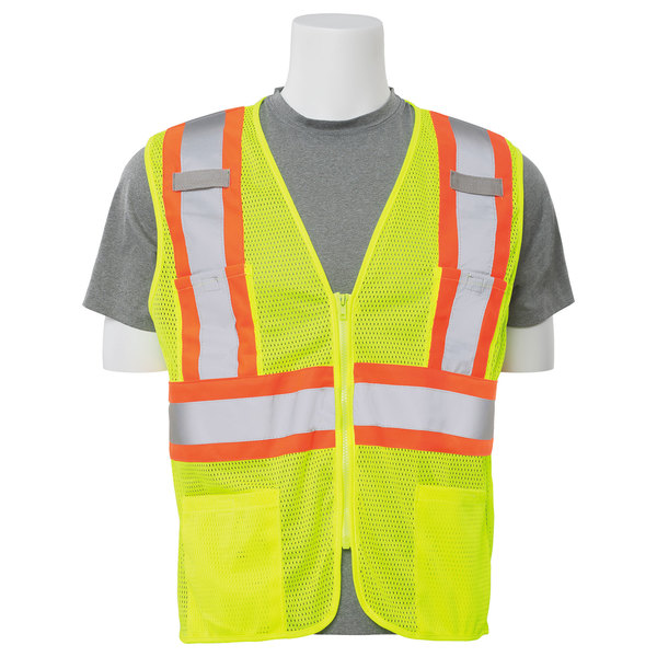 Erb Safety Vest, Hi-Viz, Lime, Contrasting Trim, 6X 61830